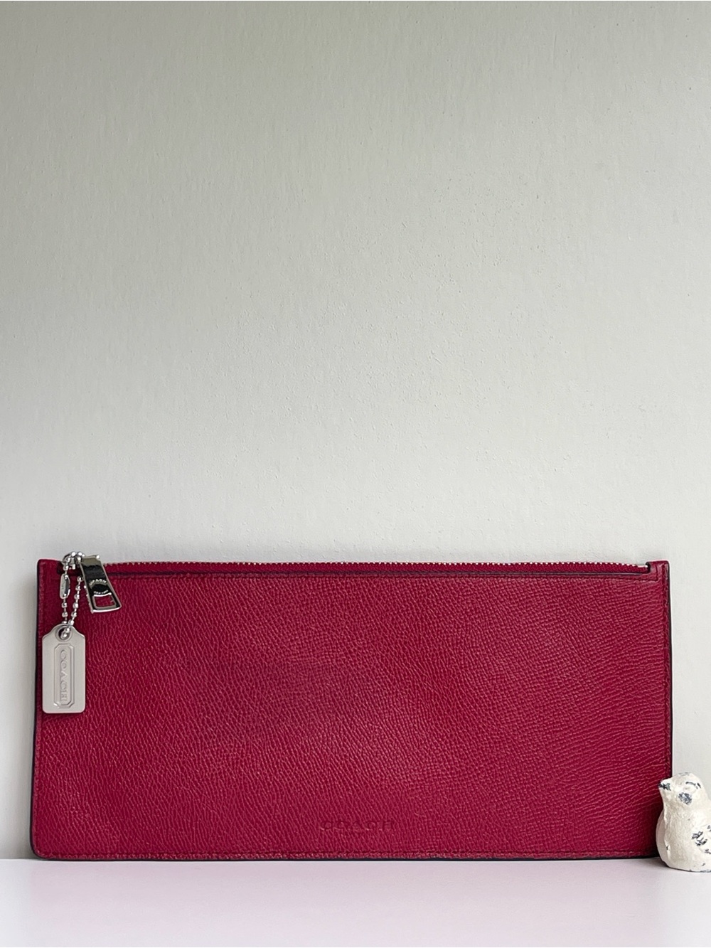 COACH Leather Slim Pouch Clutch